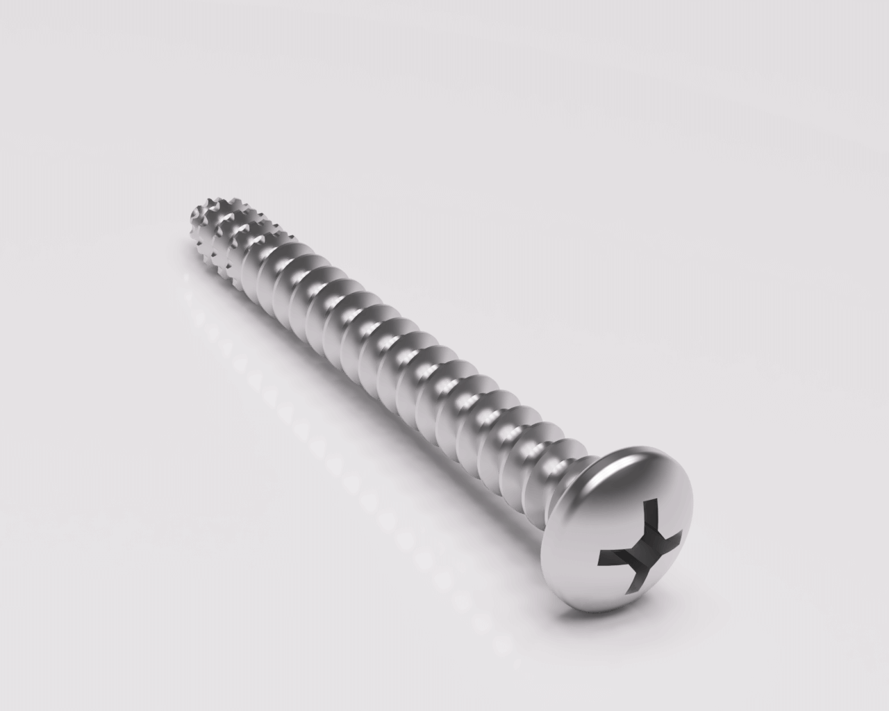 Metallschraube mit Kreuzschlitzkopf auf weißem Hintergrund, ideal für Heimwerkerprojekte und Reparaturen.