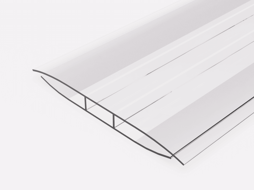 Transparente Kunststoffplatte mit Hohlkammern für Bau- und Dachkonstruktionen. Ideal für lichtdurchlässige Anwendungen.