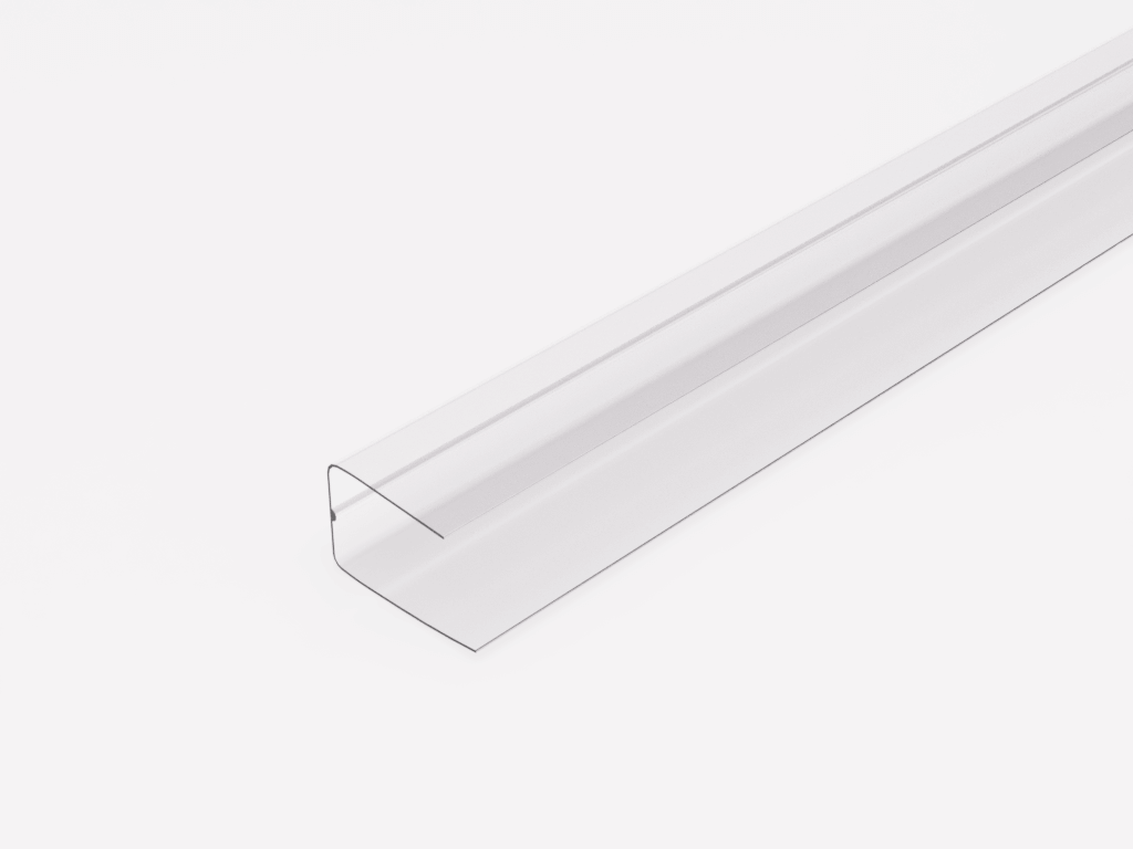 Durchsichtiger Kunststoffklemmschutz für Tischkanten, langlebig, ideal für Büro- und Wohnmöbel, minimalistisches Design.